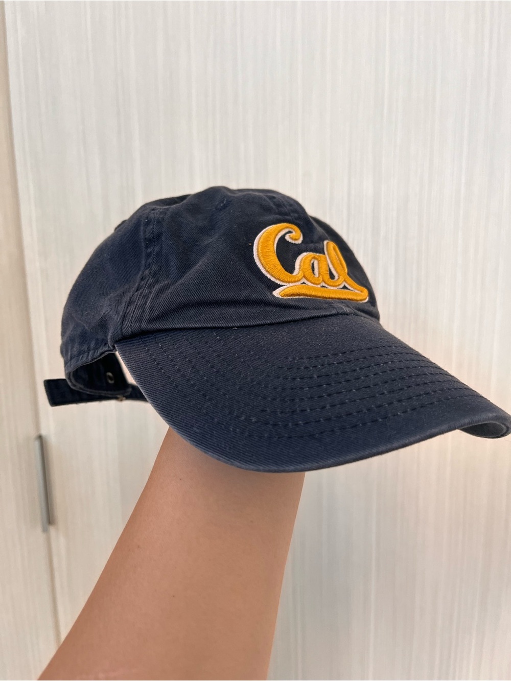 Cal Berkeley Navy Cap with Gold Script and Silver Buckle